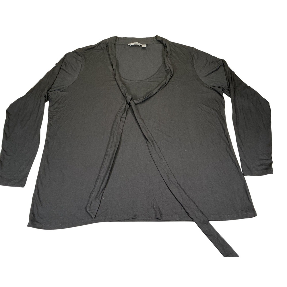 Lisa Rinna Collection Tie Neck Top Black 2X Plus Scarf Neck Blouse